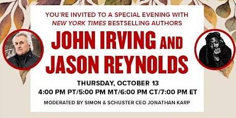 Simon & Schuster AuthorFest Fall 2022 - John Irving and Jason Reynolds