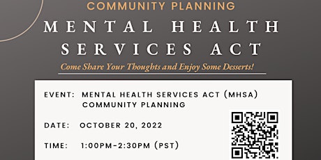 Mental Health Services Act (MHSA) Community Planning Event (Hybrid)