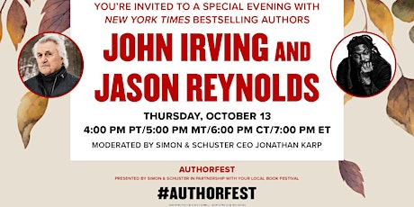 Simon & Schuster Authorfest with Jason Reynolds and John Irving