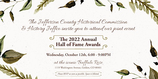 2022 Jefferson County Historical Commission Hall of Fame Event