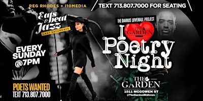Sundays are Live Music  & Poetry @ The Garden in Midtown | Happy Hour |Food primary image