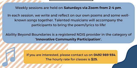 Online Poetry and Lyrics Writing Workshops for People With Disability
