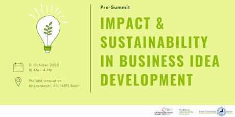 Pre-Summit: Impact & Sustainability in Business Idea Development