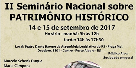 Imagem principal do evento II SEMINÁRIO NACIONAL SOBRE PATRIMÔNIO HISTÓRICO