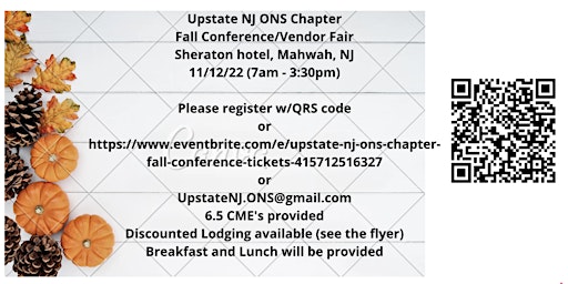 Upstate NJ ONS Chapter  Fall Conference/Vendor Fair