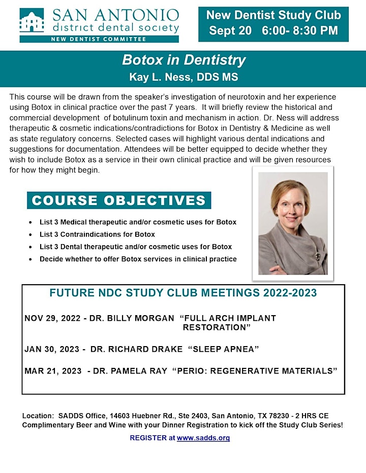 SADDS - NDC Lecture Series - Session 1: Dr. Kay Ness - Botox in Dentistry image