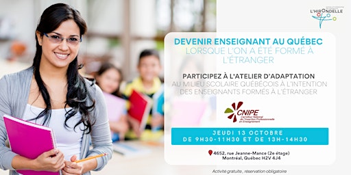 Devenir enseignant au Québec lorsque l'on a été formé à l'étranger primary image