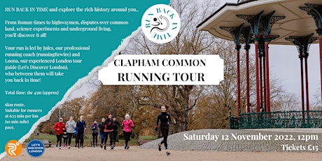 Run Back in Time - Historical  running tour of Clapham Common primary image