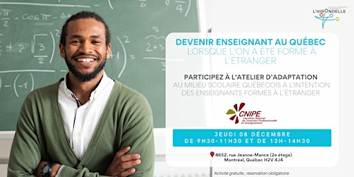 Devenir enseignant au Québec lorsque l'on a été formé à l'étranger primary image