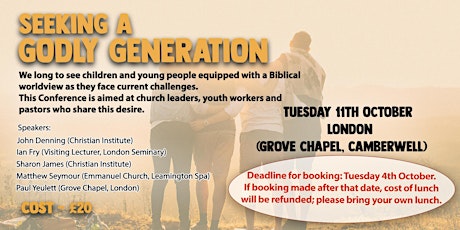 Seeking A Godly Generation: Conference for Pastors, Youth Leaders, Parents primary image