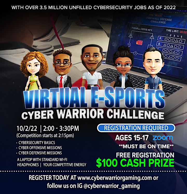 $100 Virtual ESports CyberWarrior Challenge (Ages 15-17) image