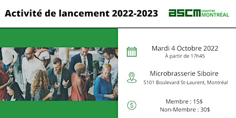 Activité de lancement de la saison 2022-2023 de l'ASCM - Montréal