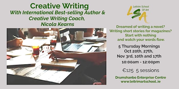 Creative Writing Workshop, 5Thurs Morn10am-12pm Oct 20, 27,  Nov 3, 10 & 17