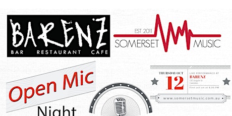 Somerset Music - Barenz Open Mic Night 12th Oct 2017 primary image