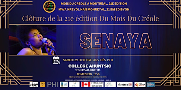 Spectacle Clôture 21e édition du Mois du Créole avec la chanteuse Senaya