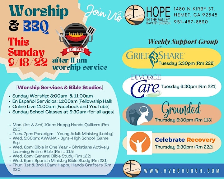 Worship & BBQ at Hope in the Valley Baptist Church in Hemet /San Jacinto image