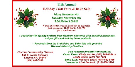 11th Annual Holiday Craft Faire and Bake Sale
