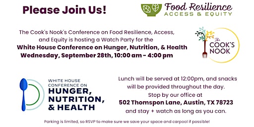 Watch Party for the White House Conference on Hunger, Nutrition, and Health