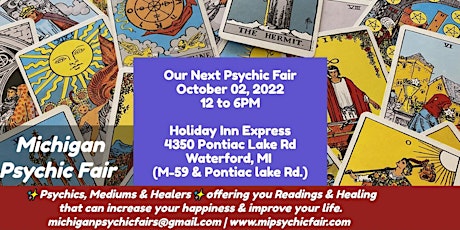 Michigan Psychic Fair October 2, 2021, 4350 Holiday Inn Express Waterford