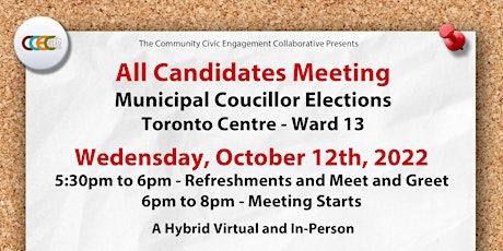 TORONTO CENTRE - ALL CANDIDATES MEETING - MUNICIPAL ELECTIONS 2022