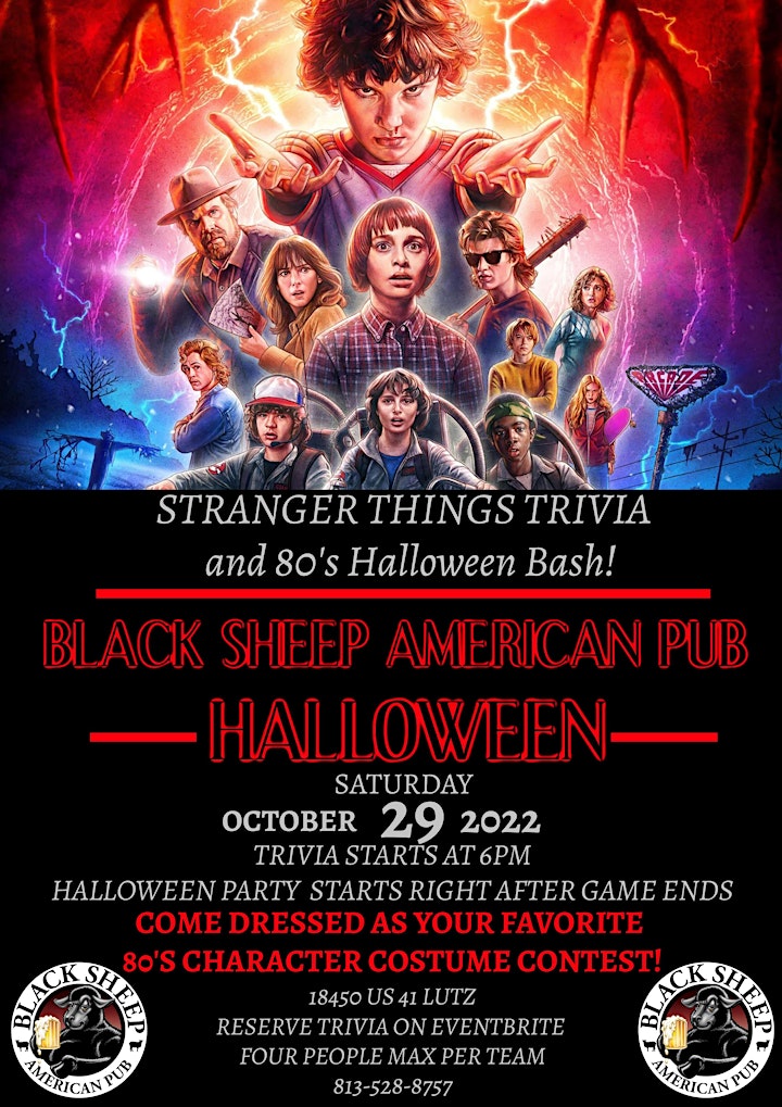Stranger Things Trivia night and 80's Halloween Party October 29th image