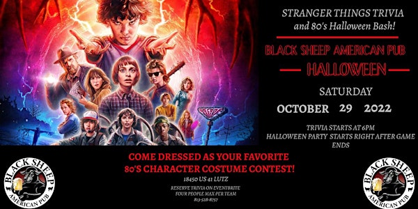 Stranger Things Trivia night and 80's Halloween Party October 29th