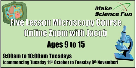 Online Microscopy Course – Five 1 hour lessons - Ages 9 to 15