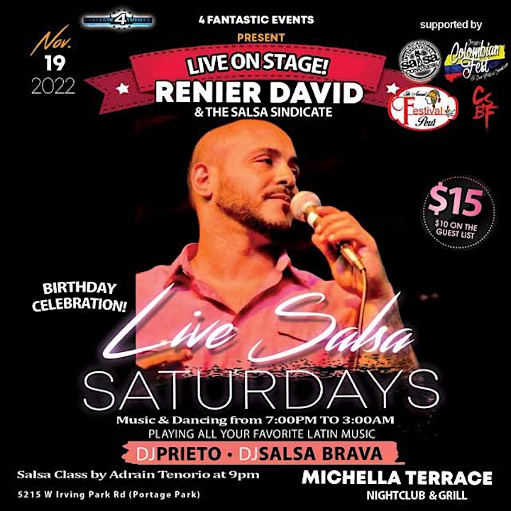 Live Salsa Saturday: Renier David Salsa Syndicate (Birthday Celebration) image