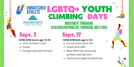 LGBTQ+ Youth Climbing Day Sign-up (Timonium)