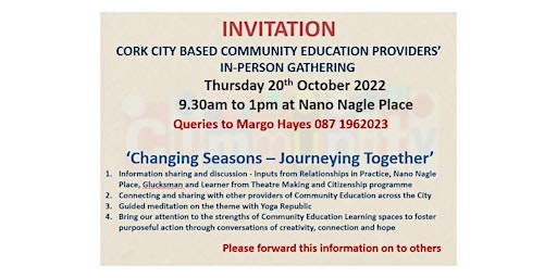 Gathering of Cork City Community Education Providers 20th October 2022