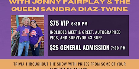 Survivor Viewing Party Jonny Fairplay & Queen Sandra Diaz-Twine Durham NC