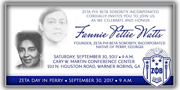 TICKETS: Zeta Day in Perry - Honoring Founder Fannie Pettie Watts