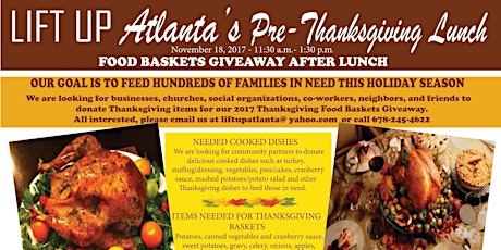 Hauptbild für Food Donors and Volunteers for Lift Up Atlanta's Thanksgiving Food Drive