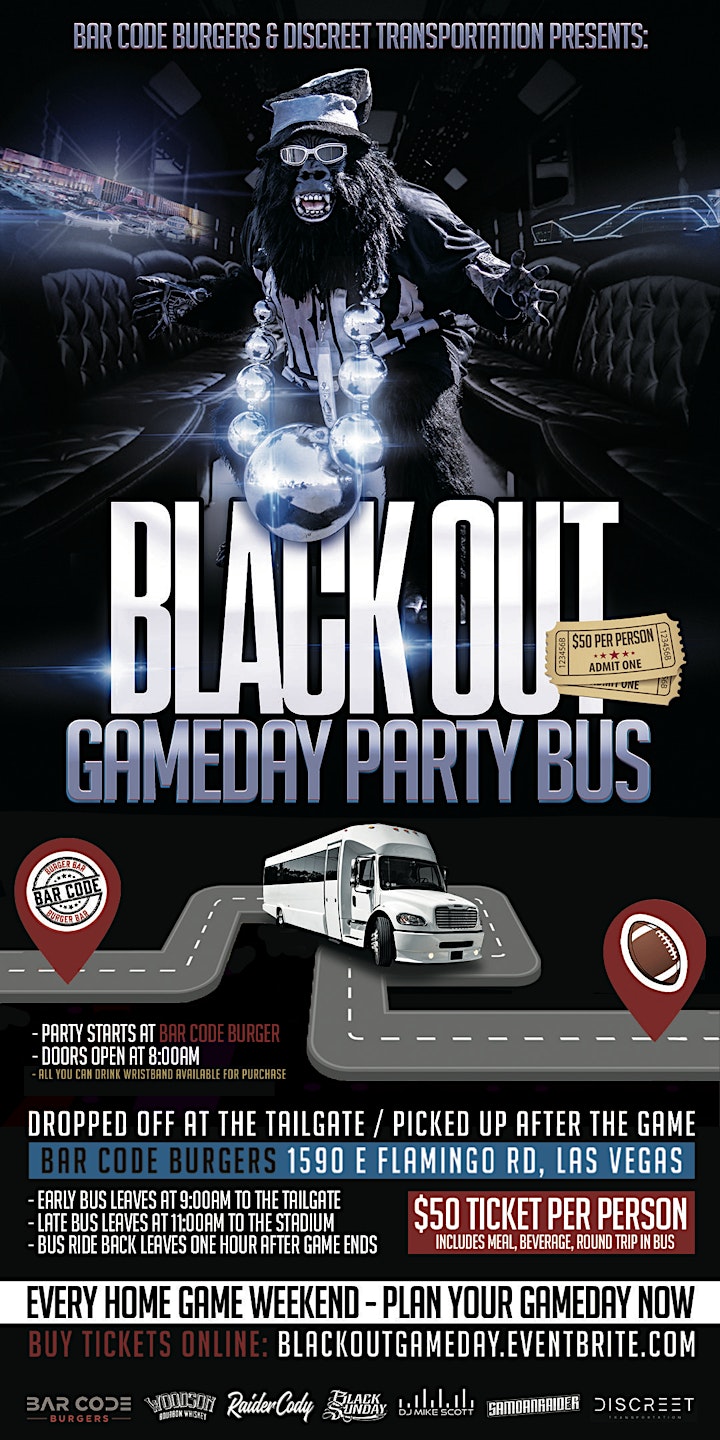 BLACK OUT Gameday Party Bus - Las Vegas image