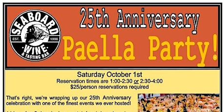 Seaboard Wine's 25th Anniversary Paella Party!