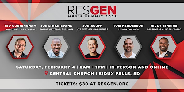 RESGEN Men's Summit 2023 (IN-PERSON TICKETS - Central Church, Sioux Falls)