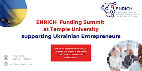 ENRICH  Funding Summit at Temple University /  Ukraine Day (Hybrid)