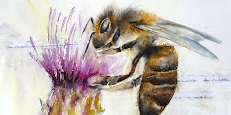 Bees and Alliums with watercolour and Brusho primary image
