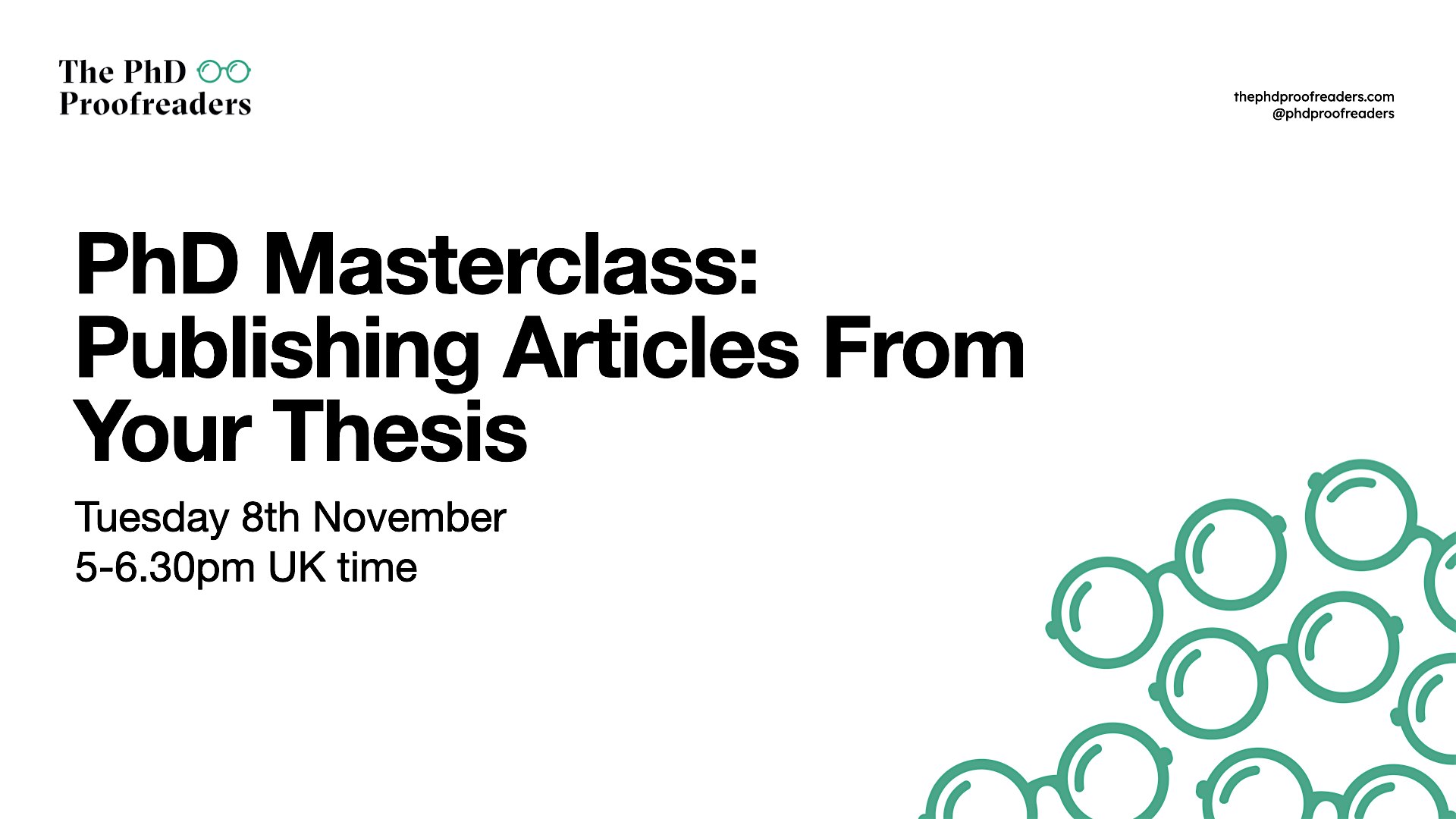 PhD Masterclass: Publishing Articles From Your Thesis