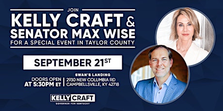 Join Kelly Craft and Senator Max Wise for a Special Event in Taylor County primary image
