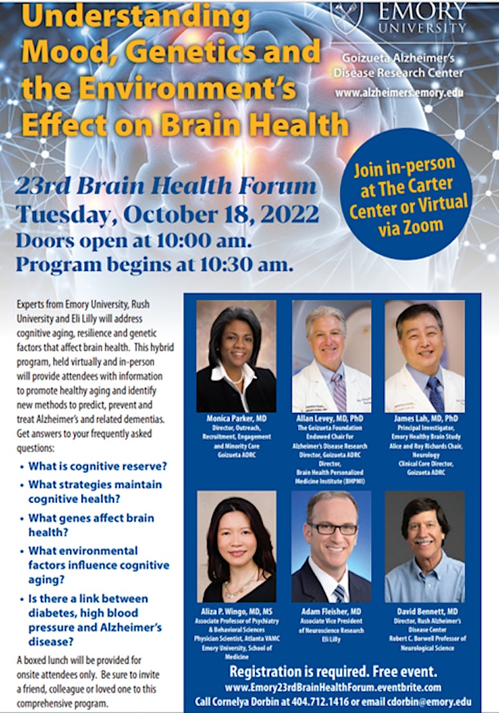 Emory 23rd Brain Health Forum | Hybrid: In-person and Remote image