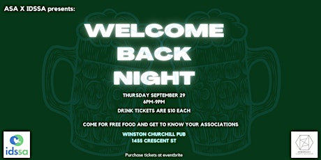 McGill ASA x IDSSA: Welcome Back Night at Winston Churchill Pub
