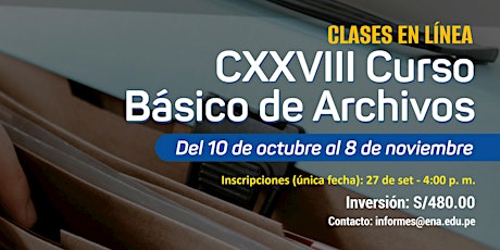 Imagen principal de CXXVIII CURSO BÁSICO DE ARCHIVOS (CLASES EN LÍNEA)