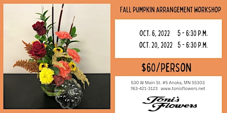 Fall Pumpkin Arrangement Workshop with Toni's Flowers