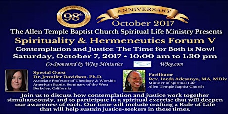 Spirituality & Hermeneutics Forum V - Contemplation & Justice primary image