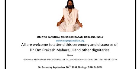 Free Ceremony Discourse By Yoga Guru, Holiness Yogoraj Omprakash Maharaj Ji  primary image