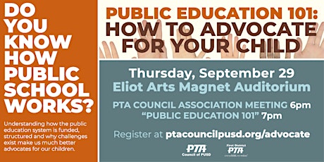 PTA Council of PUSD Fall Association Meeting: Public Education 101