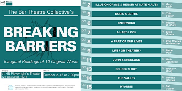 The Bar Theatre Collective presents Breaking Barriers Reading Series