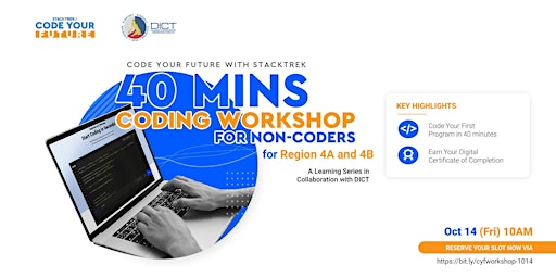 Code Your Future: 40-mins Coding Workshop for Non-Coders for Region 4A & 4B