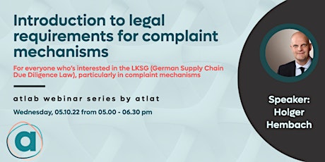 atlab webinar: intro to  legal requirements for complaint mechanisms